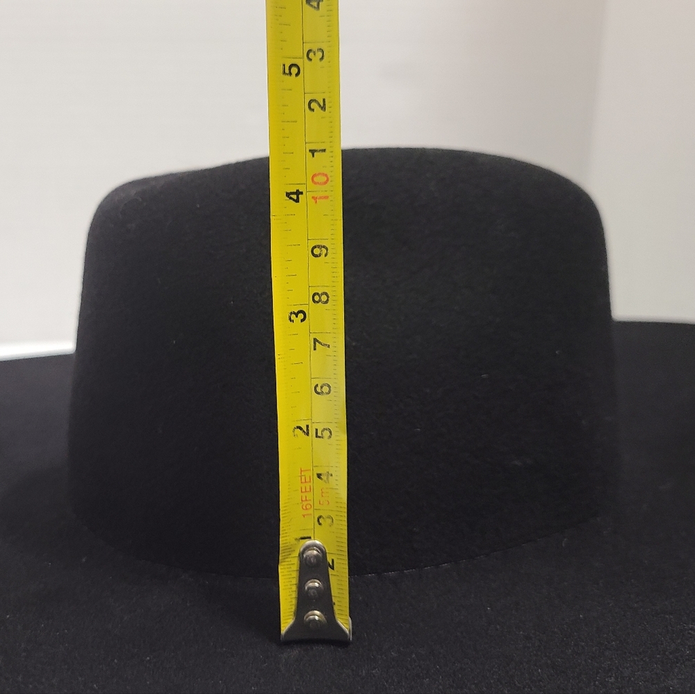 LINA OSORIO Handmade Black Wool Felt Fedora Hat - Picture 11 of 12